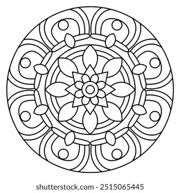 Diseño de mandala de moda y simple para colorear libro, tatuaje y diseño de henna, diseño de mandala para adultos y niños libro para colorear
