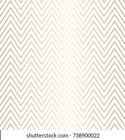 Trendy simple seamless zig zag golden geometric pattern on white background, vector illustration. Wrapping paper zigzag graphic print. Repeating line texture. Modern minimalistic hipster geometry.