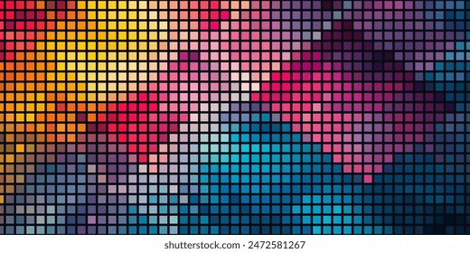 Trendy simple square colorful gradient abstract background with dynamic square line light glow effect.