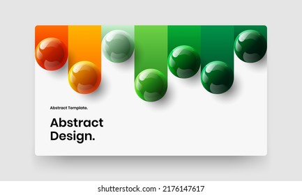 Concepto de diseño de vectores de pantalla de sitio a la moda. Impresionante plantilla de cubierta de bolas 3D.