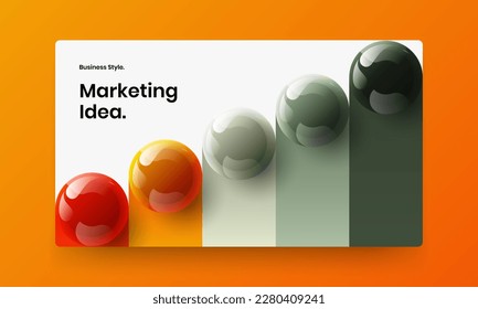 Plantilla de diseño de vectores de pantalla de sitio de moda. Nuevo concepto realista de banner web de esferas.