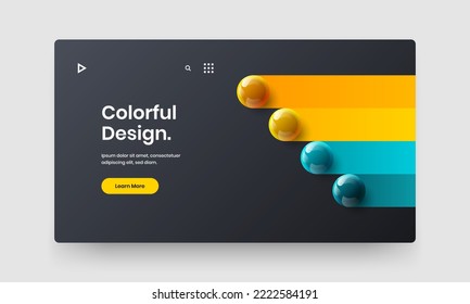 Trendy site vector design template. Colorful realistic balls poster illustration.