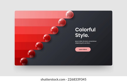 Trendy site vector design template. Clean 3D balls landing page illustration.