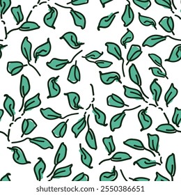 Trendy Sketch Style Leaf Pattern for Textiles Hand drawn vector