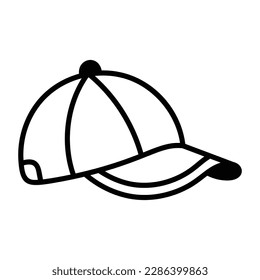 A trendy sketchy icon of a cricket cap 