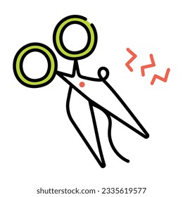 Trendy sketchy icon of scissors 