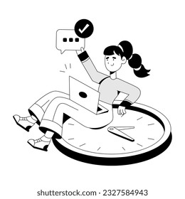 Trendy sketchy illustration of message sent