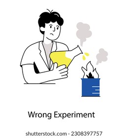 Trendy sketchy illustration of wrong experiment 