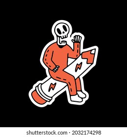 Trendy skull riding a pencil illustration. Vector graphics for t-shirt prints and other uses.