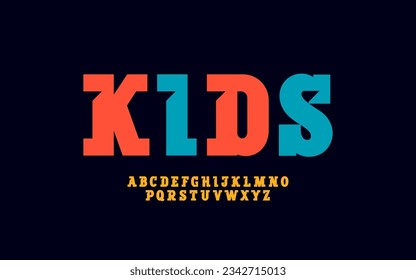 Letra del alfabeto serif de la plataforma moderna, letras mayúsculas de A, B, C, D, E, F, G, H, I, J, K, L, M, N, O, P, Q, R, S, T, U, V, W, X, Y, Z, ilustración vectorial 10EPS