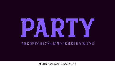 Letra del alfabeto serif de la plataforma moderna, letras mayúsculas de A, B, C, D, E, F, G, H, I, J, K, L, M, N, O, P, Q, R, S, T, U, V, W, X, Y, Z, ilustración vectorial 10EPS