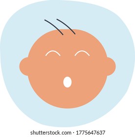 Trendy sleeping baby icon on blue background for web and mobile graphic.