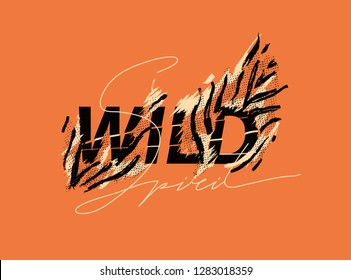 Trendy slogan for t shirt. Modern print. Vector illustration. Creative typography slogan design.  "WILD SPIRIT" sign.