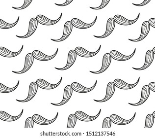 Trendy small retro mustache seamless line pattern for design of barbershop.