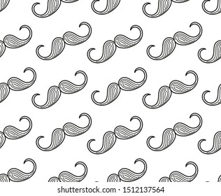 Trendy small vintage mustache seamless line pattern for design of barbershop.