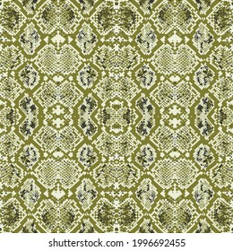 Trendy Snake Skin Texture Pattern Seamless Vector Design Shiny Fashion Colors Perfect for Fabric Print and Wrapping Paper Olive Green Tones