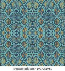 Trendy Snake Skin Texture Pattern Seamless Vector Design Shiny Fashion Colors Perfect for Fabric Print and Wrapping Paper Tiffany Blue Tones