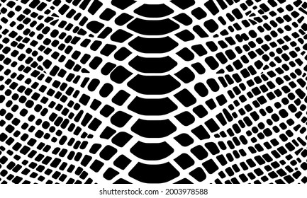 Trendy snake skin vector seamless pattern. Hand drawn wild animal reptile skin, black and white repeat texture for fashion print design, fabric, textile, wrapping paper, background, wallpaper.