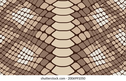 Trendy Schlange Haut Vektor nahtlos Muster. Handgezeichnete Wildtierretikhaut, natürliche, braune Python-Wiederholtextur für Modedesign, Gewebe, Textilien, Wickelpapier, Hintergrund, Tapete.