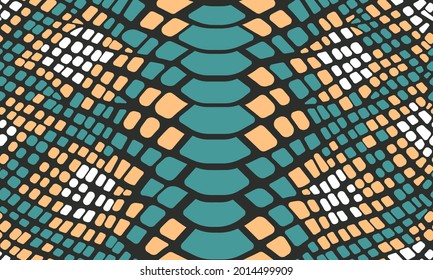 Trendy snake skin vector seamless pattern. Hand drawn wild animal reptile skin, green snake repeat texture for fashion print design, fabric, textile, wrapping paper, background, wallpaper.