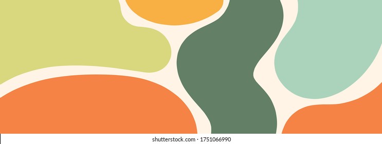 Trendy social media banner template with abstract organic shapes composition in contemporary collage minimal style, vector illustration