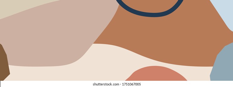 Trendy social media banner template with abstract organic shapes composition in contemporary collage minimal style, vector illustration