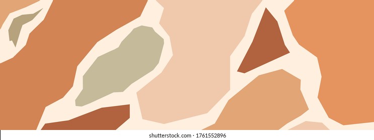 Trendy social media banner template with abstract organic shapes composition in contemporary collage minimal style, vector illustration