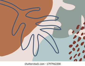 Trendy social media banner template with abstract organic shapes composition in contemporary collage minimal style, vector illustration
