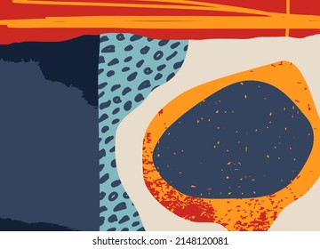 Trendy social media banner template with abstract organic shapes composition in contemporary collage minimal style