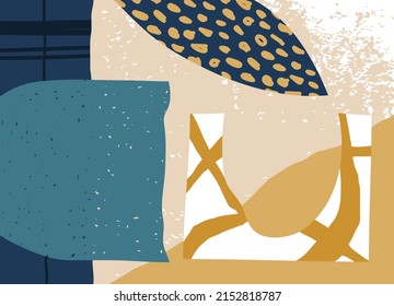 Trendy social media banner template with abstract organic shapes composition in contemporary collage minimal style