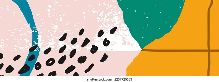 Trendy social media banner template with abstract organic shapes composition in contemporary collage minimal style