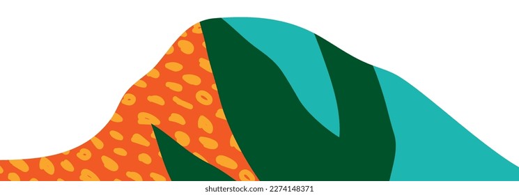 Trendy social media banner template with abstract organic shapes composition in contemporary collage minimal style, vector illustration