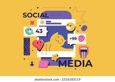 Trendy Social Media Concept. Increase your social media followers with successful marketing strategies. Vector Illustration