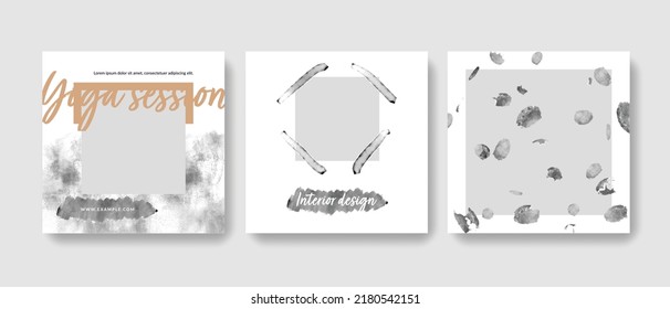 Trendy social media layouts, set of modern square web banners templates for company, business vector graphic design, multipurpose digital marketing objects, advertising bundle, editable posts