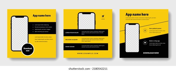 Trendy social media layouts, set of modern square web banners templates for company, business vector graphic design, multipurpose digital marketing objects, advertising bundle, editable posts