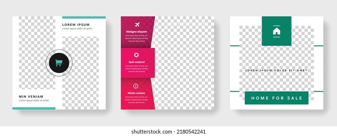 Trendy social media layouts, set of modern square web banners templates for company, business vector graphic design, multipurpose digital marketing objects, advertising bundle, editable posts