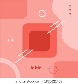 Trendy social media post template abstract background. Liquid geometric shape fluid. Light red. Vector illustration
