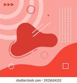 Trendy social media post template abstract background. Liquid geometric shape fluid. Light red. Vector illustration