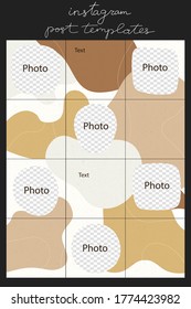 Trendy social media post templates. For personal and business accounts. White background with geometric elements, liness and a position for photography. Vector illustration