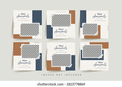 Trendy social media post templates For personal and business accounts with geometric elements Vector illustration
