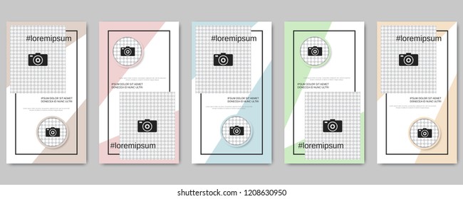 Trendy social network stories editable vector templates collection. Web application background for social media