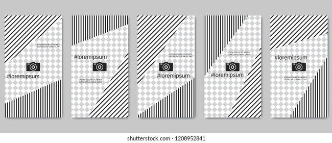Trendy social network stories editable vector templates collection. Web application background for social media