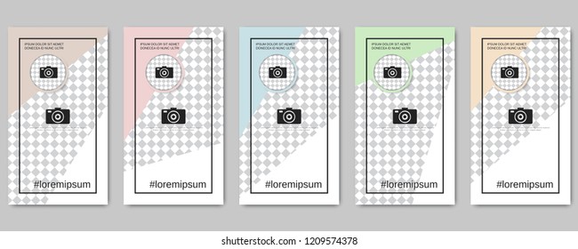 Trendy social network stories editable vector templates collection. Web application background for social media
