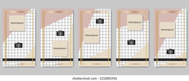 Trendy social network stories editable vector templates collection. Web application background for social media