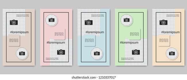 Trendy social network stories editable vector templates collection. Web application background for social media
