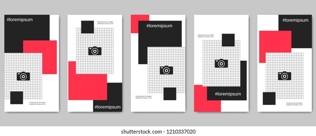 Trendy social network stories editable vector templates collection. Web application background for social media