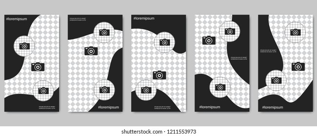Trendy social network stories editable vector templates collection. Web application background for social media