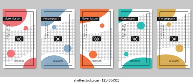 Trendy social network stories editable vector templates collection. Web application background for social media