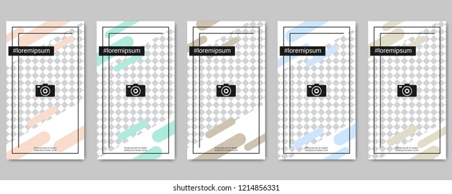 Trendy social network stories editable vector templates collection. Web application background for social media