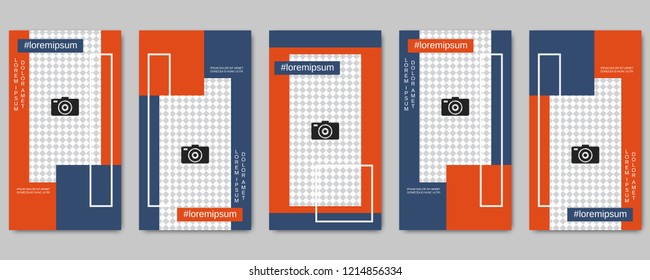 Trendy social network stories editable vector templates collection. Web application background for social media